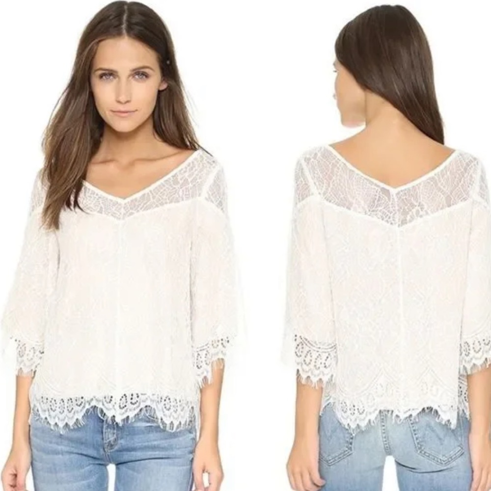 Ella Moss Amara Lace Top in Natural